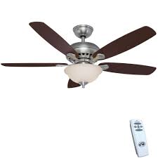 Hampton Bay Southwind 52 In Led Indoor Brushed Nickel Ceiling Fan With Light Kit And Remote Control 52379 Brushed Nickel Ceiling Fan Ceiling Fan With Light Ceiling Fan