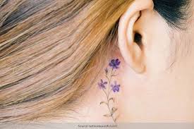 Ear Tattoos Violet Flower Tattoos Tiny Tattoos For Women Lilac Tattoo