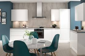 Combine your gloss white kitchen cabinets with a heavy timber kitchen worktop or a bright graphite worksurface. Kitchen Splashback Ideas Wren Kitchens