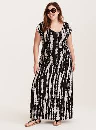 Black White Tie Dye Shirred Maxi Dress Maxi Dress Black White Maxi Dress Curvy Dress