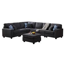 Check spelling or type a new query. Lilola Home Jocelyn Fabric 7pc L Shape Sectional Sofa Corner Couch In Dark Gray 89124 2