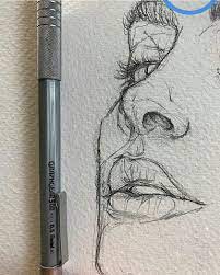 Karakalem Ile Goz Agiz Ve Burun Cizim Teknikleri Guzel Sozler Drawing People Abstract Painting Print Sketches