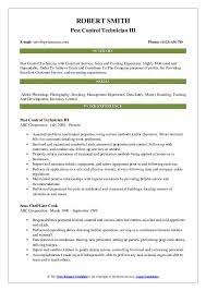 Deciding on the type of treatment which is. Pest Control Technician Resume Samples Qwikresume