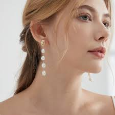 Gold Plated Natural Baroque Pearl Dangle Earrings, Genuine Pearl Wire Stud  Earring, Wedding Bride Bridesmaid Drop Earring, Gift for Her