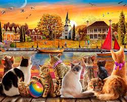 Cat jigsaw puzzles 1000 pieces. Dockside Cats 1000 Pieces Vermont Christmas Company Puzzle Warehouse