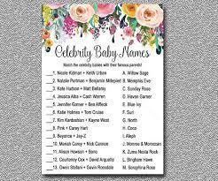 Floral Baby Shower Game Celebrity Baby Name Game Printable Etsy Baby Name Game Celebrity Baby Names Boho Baby Shower