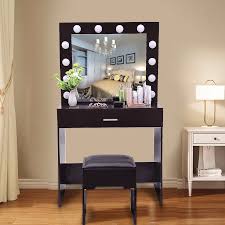 4.4 out of 5 stars. 2020 New Vanity Set With Lighted Mirror Cushioned Stool Dressing Table Makeup Table Bedroom Small Dressing Table Dressers Aliexpress