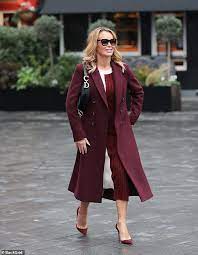 I bought one purely for the print spec. Amanda Holden Oozes Elegance In A Chic Burgundy Coat Burgundy Coats Amanda Holden Coat