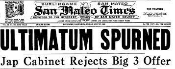Image result for japan ignores potsdam ultimatum to surrender - newspaper