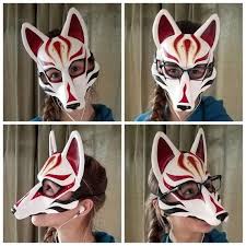 leather fox mask japanese fox mask kabuki style kitsune mask etsy kitsune mask japanese mask japanese fox mask
