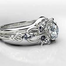 Elvish Wedding Ring Set Elven Fantasy Engagement Ring For Her Art Nouveau Nerdy Geek Engagement Ring Viking Claw Ring In 2021 Wedding Ring Sets Geek Engagement Rings Nerdy Wedding Rings