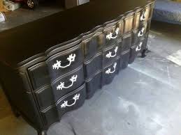 French Provincial Dresser Redone In Black W Metallic Silver Hardware Black Sideboard Furniture Fix French Provincial Dresser Redo