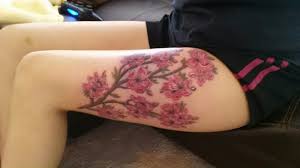 My Very Own Cherry Blossom Thigh Tattoo Thigh Tattoo Butterfly Tattoos For Women Cherry Blossom Tattoo