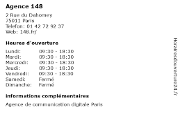Ddos protection is activated for your ip 213.180.203.176. á… Horaires D Ouverture Agence 148 2 Rue Du Dahomey A Paris