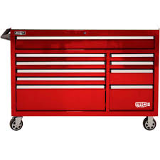When you have a lot of tools to keep track of or that you use on a regular basis, keeping them organized and close at hand is important. Homak Rd04054210 Pro Ii Series 54 1 2 W X 24 1 2 D X 39 H 10 Drawer Red Roller Tool Cabinet 535639 Globalindustrial Com