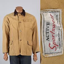 Details About L 1950s Mens Hunting Jacket Corduroy Collar Cotton Duck Outerwear Sears 50s Vtg