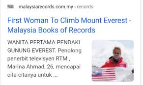 Rabung puncaknya menandakan perbatasan antara nepal dan tibet; Pendaki Wanita Malaysia Pertama Asmak Sibu Jaya Kanowit Facebook