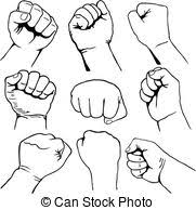 Draw your fingers and thumb; Clenched Fist Drawing Back
