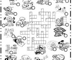 This book has 40 black line masters for coloring pictures and tracing letters and words. Action Verbs Picture Crossword