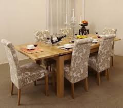 Dorset Dining Set In Natural Oak Table 6 Patterned Chairs Fabric Dining Chairs Dining Chairs Buy Oak Dining Chairs