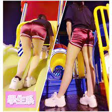 🎀陷阱妹🎀[寬鬆款] 真理理褲性感開檔隱形拉鍊歐美復古時尚運動緞面亮面高腰短褲顯腿長翹臀情趣| 蝦皮購物