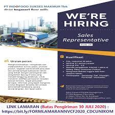 Pt indofood cbp sukses makmur divisi fid purwakarta membutuhkan calon karyawan berkompeten. Info Loker Pt Indofood Sukses Makmur Tbk Divisi Bogasari Surabaya X Nvcf2020 Career Development Center Unikom
