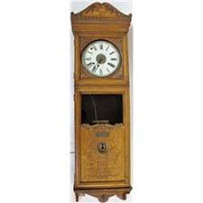 This bundy wall clock has a great old, antique, grunge look and makes a great conversation piece on changing technology. Scarce Homestake Office Bundy Time Recorder Clock