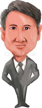 Water color caricature illustration of the 38th Prime Minist