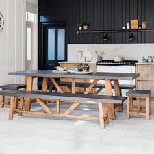 Various shades of blue fit seaside interiors, just add blue or white chairs with modern design for a contrast. Cement Fibre And Wood Garden Or Kitchen Dining Set