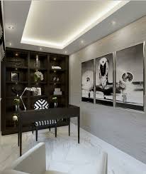 Interior Designed Small Study Home Office Tray Ceiling With Recessed Led Lights Give Recessed Lighting Living Room Tray Ceiling Pendant Lighting Dining Room