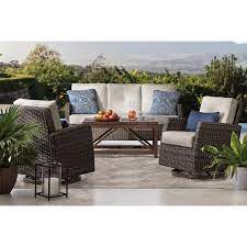 Member S Mark Agio Fremont 4 Piece Patio Deep Seating Set With Sunbrella Fabric Indigo Sam S Club Patio Furniture Sets Deep Seating Outdoor Seating Set
