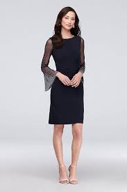 Beaded Bell Sleeve Matte Jersey Cocktail Dress David S Bridal Simple Cocktail Dress Short Sheath Dress Cocktail Dress Style