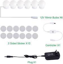 Vanity light bulbs stick on. Buy Aiboo Hollywood Led Vanity Mirror Lights Kit For Girls Makeup Dressing Table Lights 6 Natural Light Bulbs Stick On With Dimmer And Plug In Adapter Mirror Not Included Online In Taiwan B07vdmvd8d