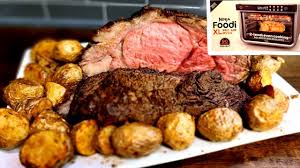 This size of roast will serve about 6 people for dinner, plus you will have a little leftover beef for french dip sandwiches the next. Air Fryer Prime Rib W Baby Yellow Potatoes Ninja Foodi Xl Pro Air Fryer Oven Airfryer Prime Rib Youtube