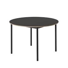 muuto base table o 110 cm schwarz linoleum mit sperrholzkante schwarz h 73 online kaufen bei woonio minimalistische mobel esstisch tisch