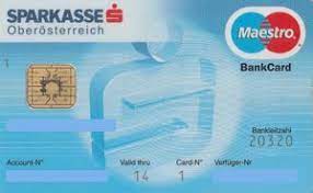 It is simple to open an account, you can do it in the closest branch of the bank by concluding a transaction account agreement. Bank Card Sparkasse Maestro Sparkasse Oberosterreich Austria Col At Ms 0016