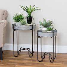 Dilley 2 Piece Metal Plant Table Set Planter Table Plant Table Decor