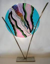 Rhythm Of Life Glass Sculpture In Metal Stand 30 X 24 X 8 Art Glass Jewelry Fused Glass Art Fused Glass Artwork