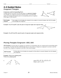 Two or more triangles are said to be congruent if they have the same shape and size. Geom 4 4 Guided Notes