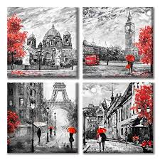One person's idea of the perfect wall art will be totally different from the next, so focus on what you are most drawn to, but keep an open mind. Paimuni Black White Red Contemporary Wall Art Big Ben Eiffel Tower Berlin Street Oil Painting Printed On Canvas Romantic Picture Framed Artwork Prints For Wall Decor 12x12 Inches Pricepulse