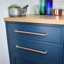 Copper And Chrome Pull Handle Drawer Pulls Cabinet Hardware Etsy Kitchen Door Handles Copper Handles Kitchen Cabinet Pulls
