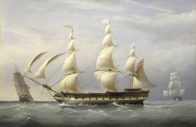East India Company ship defends against American privateer