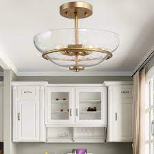 Ove decors bennett semi flush mount. Mid Century Modern Gold 3 Light Semi Flush Mount Light For Dining Room Bathroom W12 X H9 Overstock 30955080
