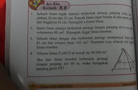 Jawaban Ayo Kita Berlatih 8 6 Hal 188 Kitab Matematika Kelas 8 Brainly Co Id