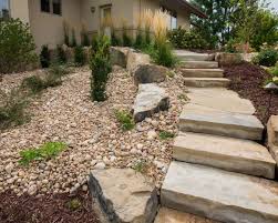 Begin by laying out the approximate location of the path and patio in your yard. Natural Stone Steps Rock Garden