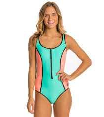 body glove womens neo what retro zip one piece swimsuit