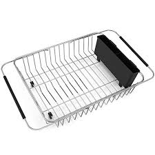 Sanno Expandable Dish Drying Rack Over The Sink Adjustable Arms Dish Drainer Dish Rack In Sink Or On Cou Dish Rack Drying Drying Rack Kitchen Sink Dish Drainer