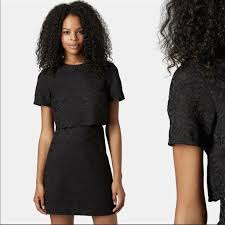 Topshop Lace Overlay Dress With Scallop Cutout Gem