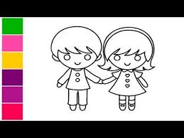 It is not a drawing that tries to be realistic but quite the opposite. Easy Drawing For Girls And Boys Cute Boy And Girl Drawing Boy And Girl Drawing Little Girl Drawing Cute Boy Drawing