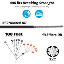 Byshun Outdoor Lights Hanging Kit Globe String Light Suspension Kit Black Vinyl Coated 304 Stainless Steel Guide Wire Cable Include Wi